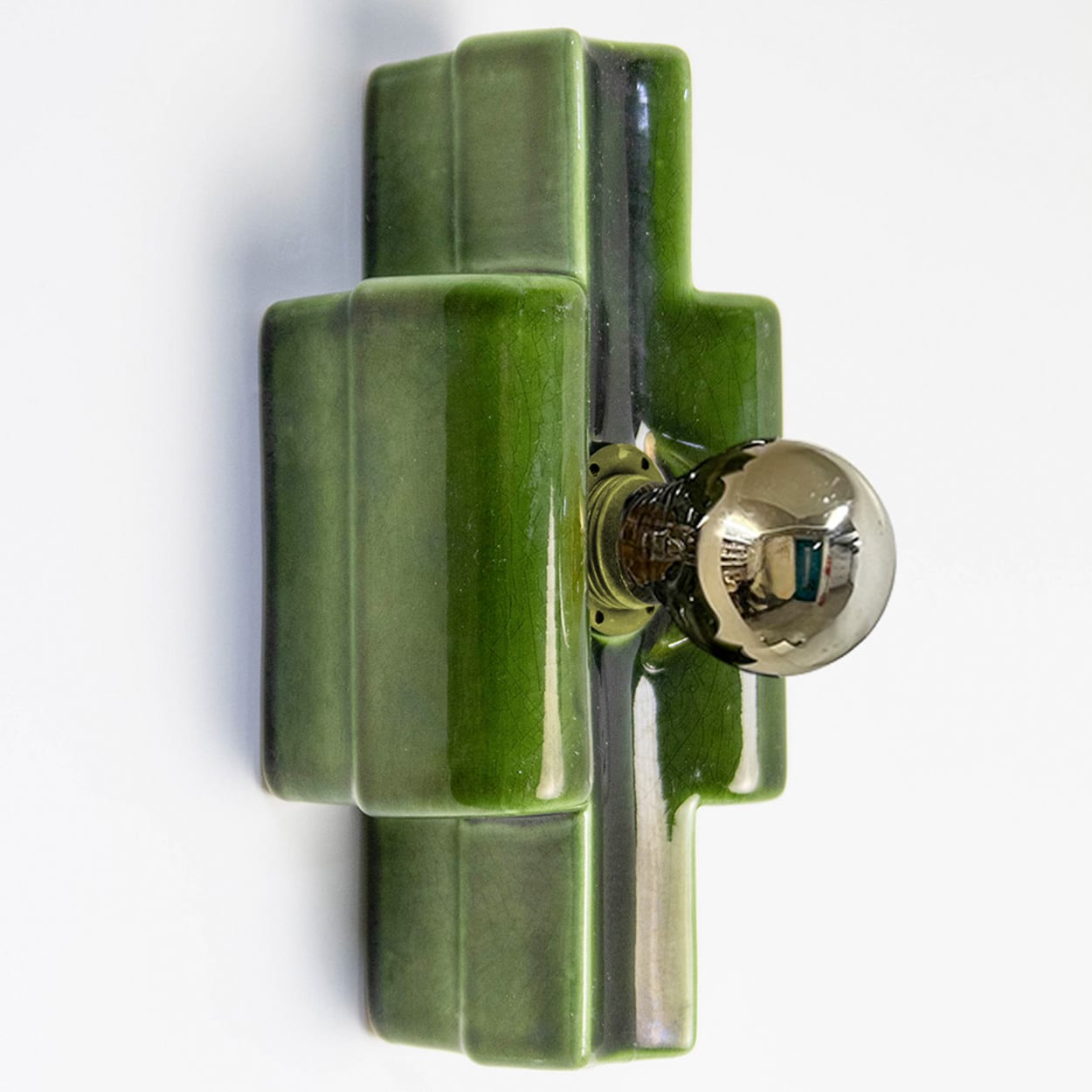 Several Rectangular Green Ceramic Wall Lights Ceramic by Pan, Denmark 1970