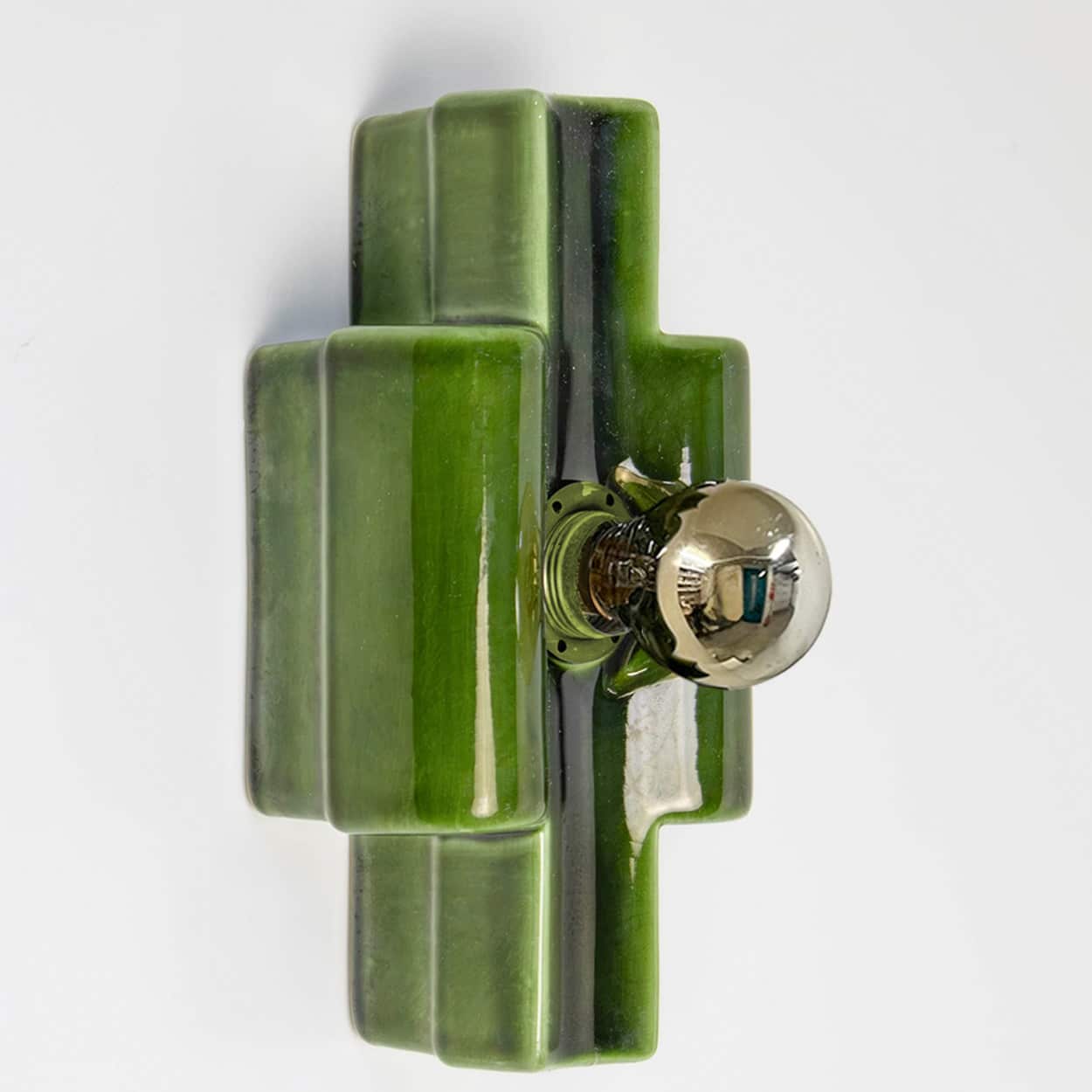 Several Rectangular Green Ceramic Wall Lights Ceramic by Pan, Denmark 1970