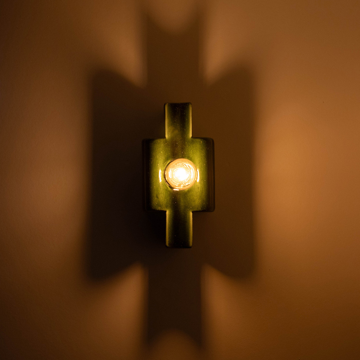 Several Rectangular Green Ceramic Wall Lights Ceramic by Pan, Denmark 1970