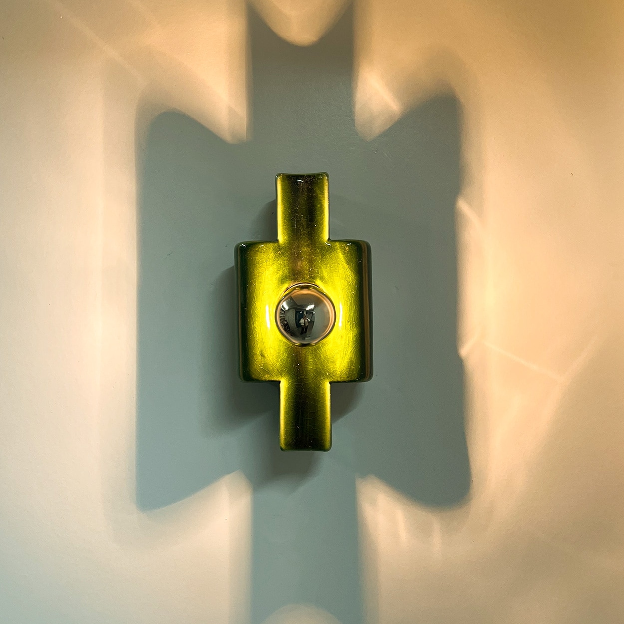 Several Rectangular Green Ceramic Wall Lights Ceramic by Pan, Denmark 1970