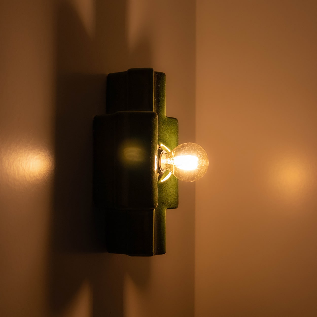Several Rectangular Green Ceramic Wall Lights Ceramic by Pan, Denmark 1970