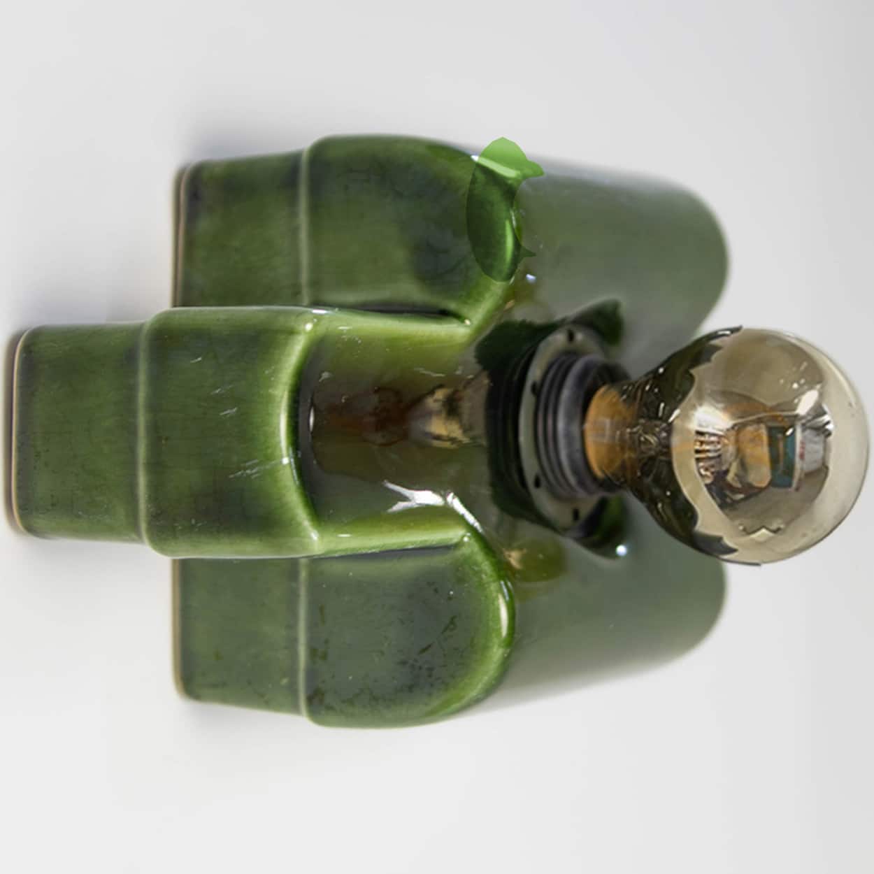 Several Rectangular Green Ceramic Wall Lights Ceramic by Pan, Denmark 1970