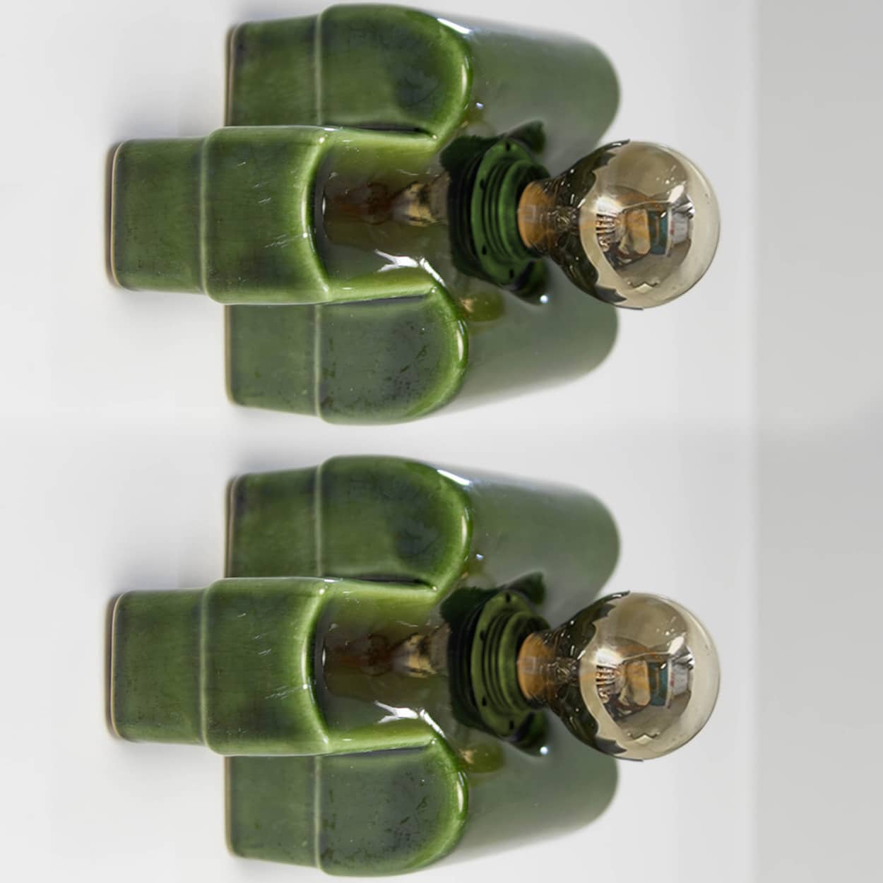 Several Rectangular Green Ceramic Wall Lights Ceramic by Pan, Denmark 1970