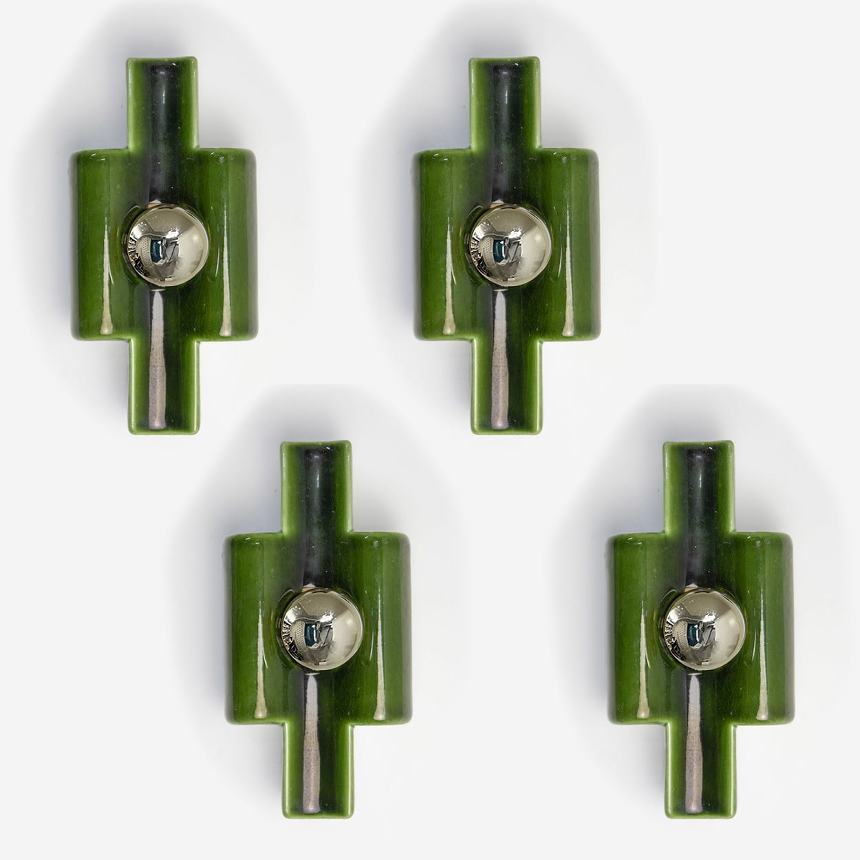 Several Rectangular Green Ceramic Wall Lights Ceramic by Pan, Denmark 1970