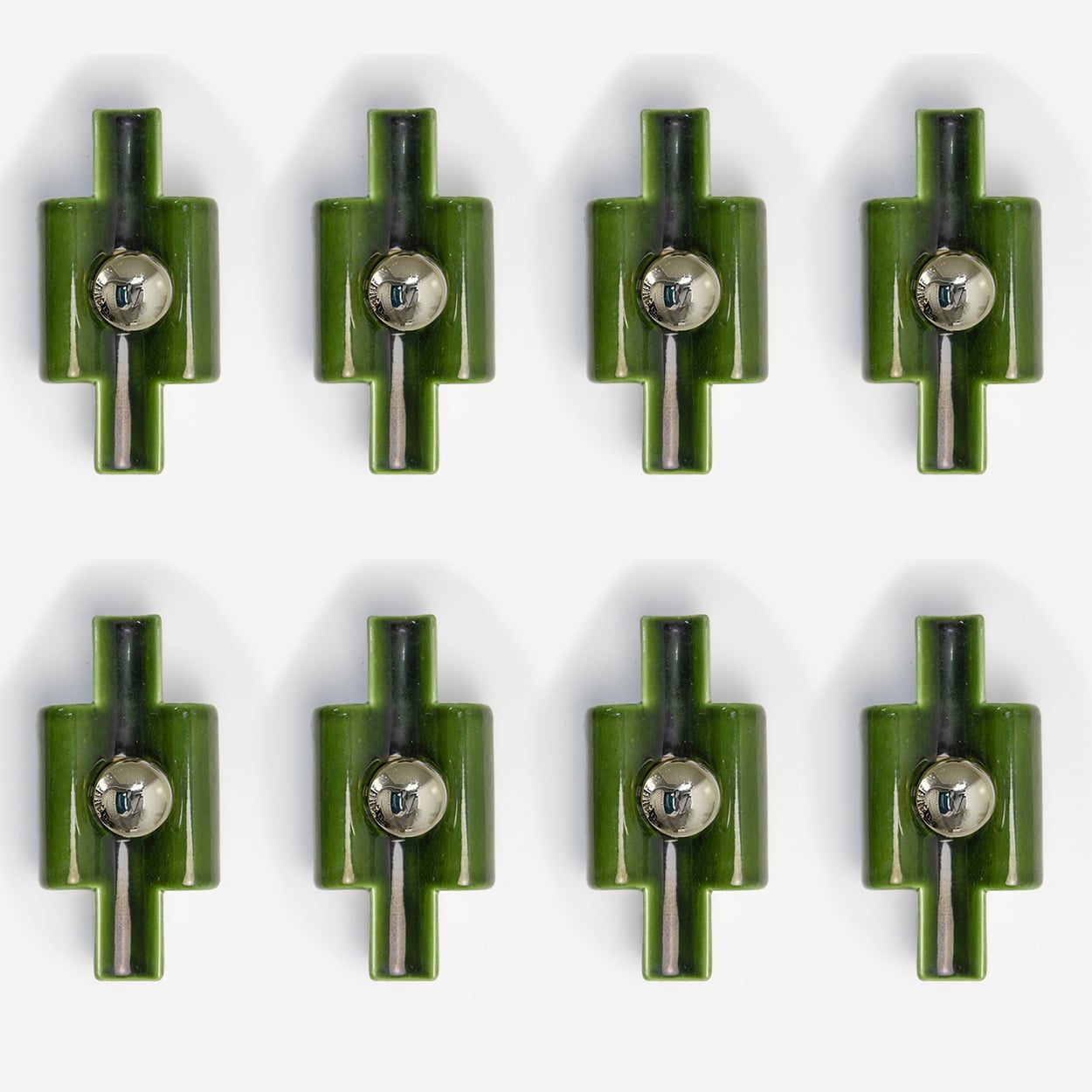 Several Rectangular Green Ceramic Wall Lights Ceramic by Pan, Denmark 1970
