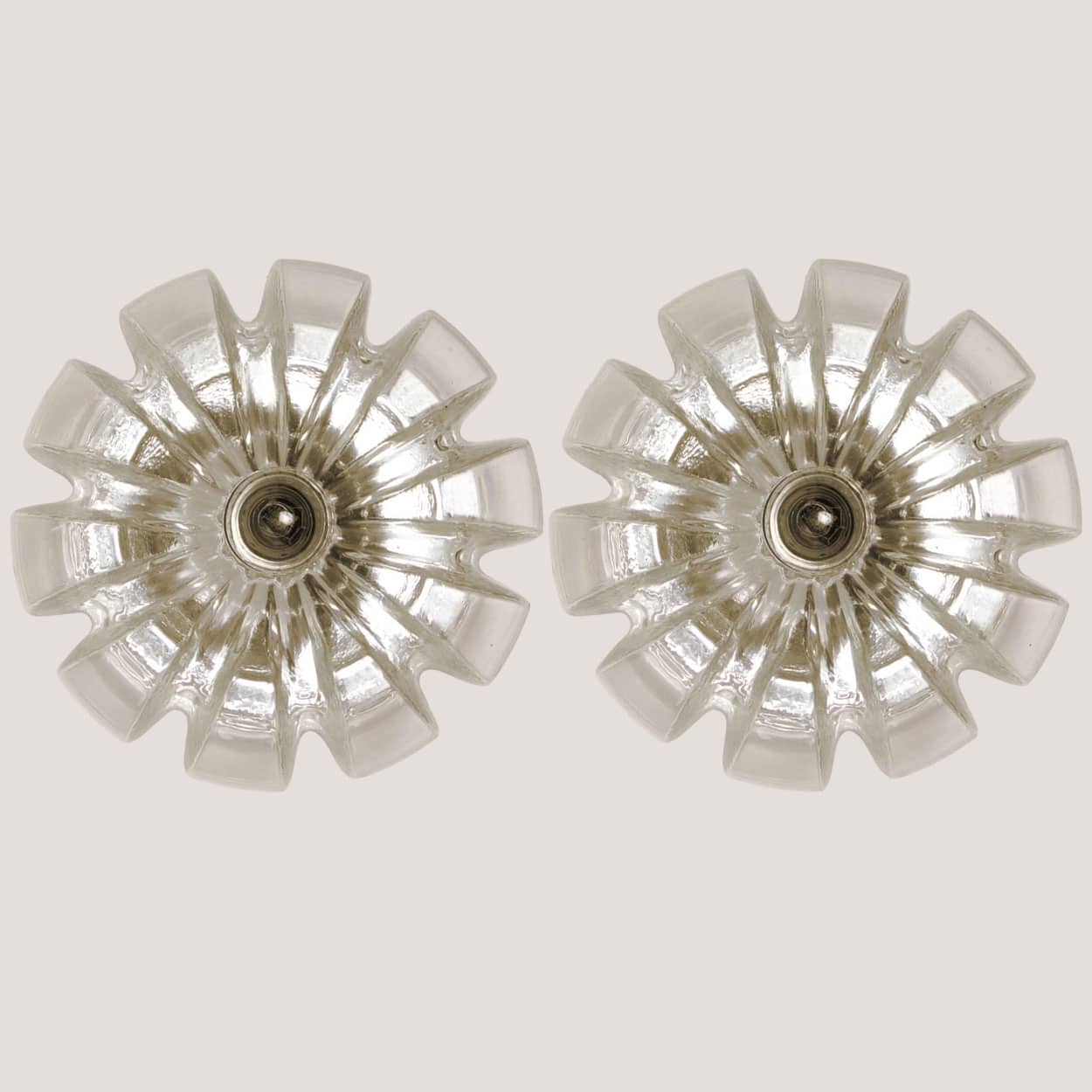 Several Peill Putzler Clear Glass Wall lights Flush Mounts, 1970