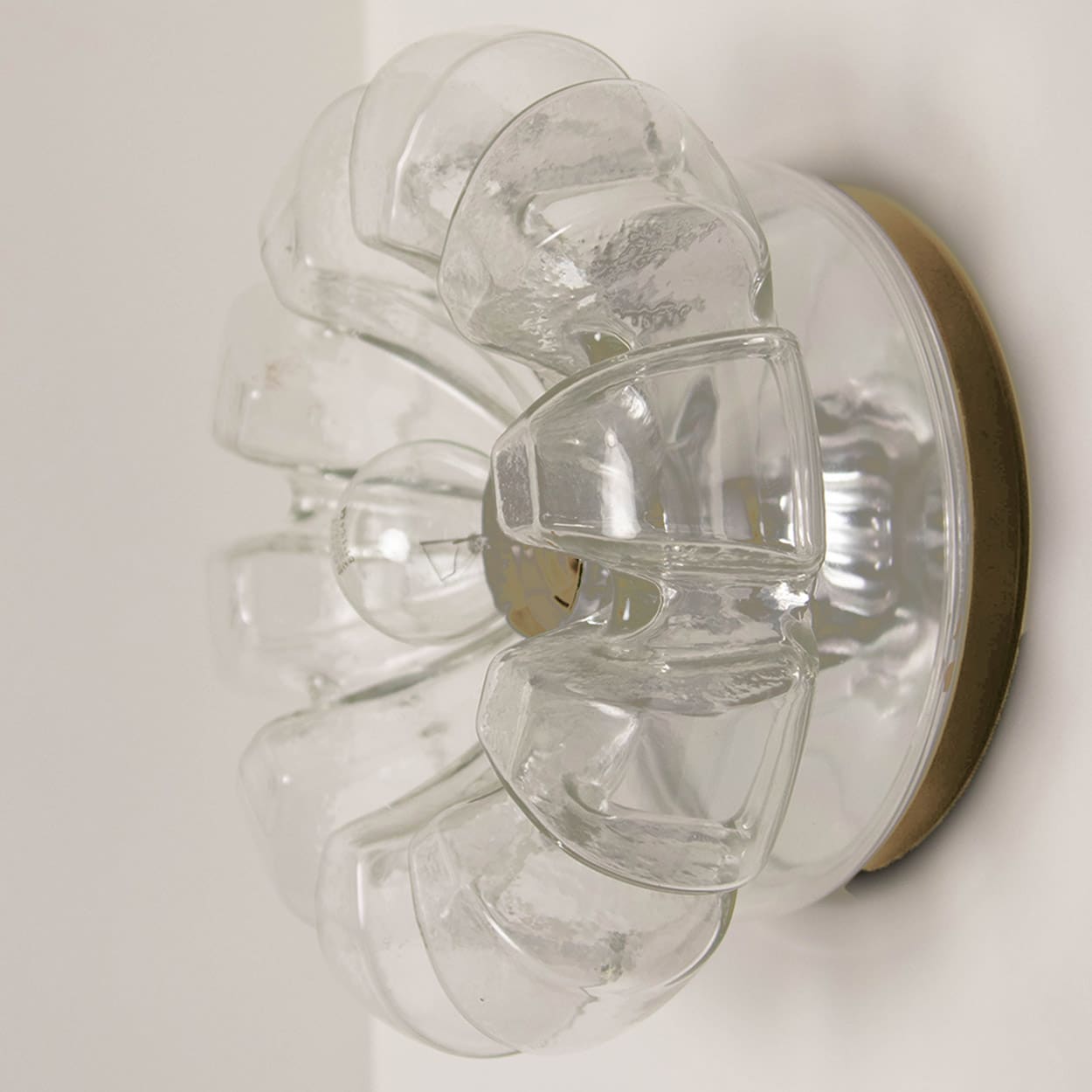 Several Peill Putzler Clear Glass Wall lights Flush Mounts, 1970