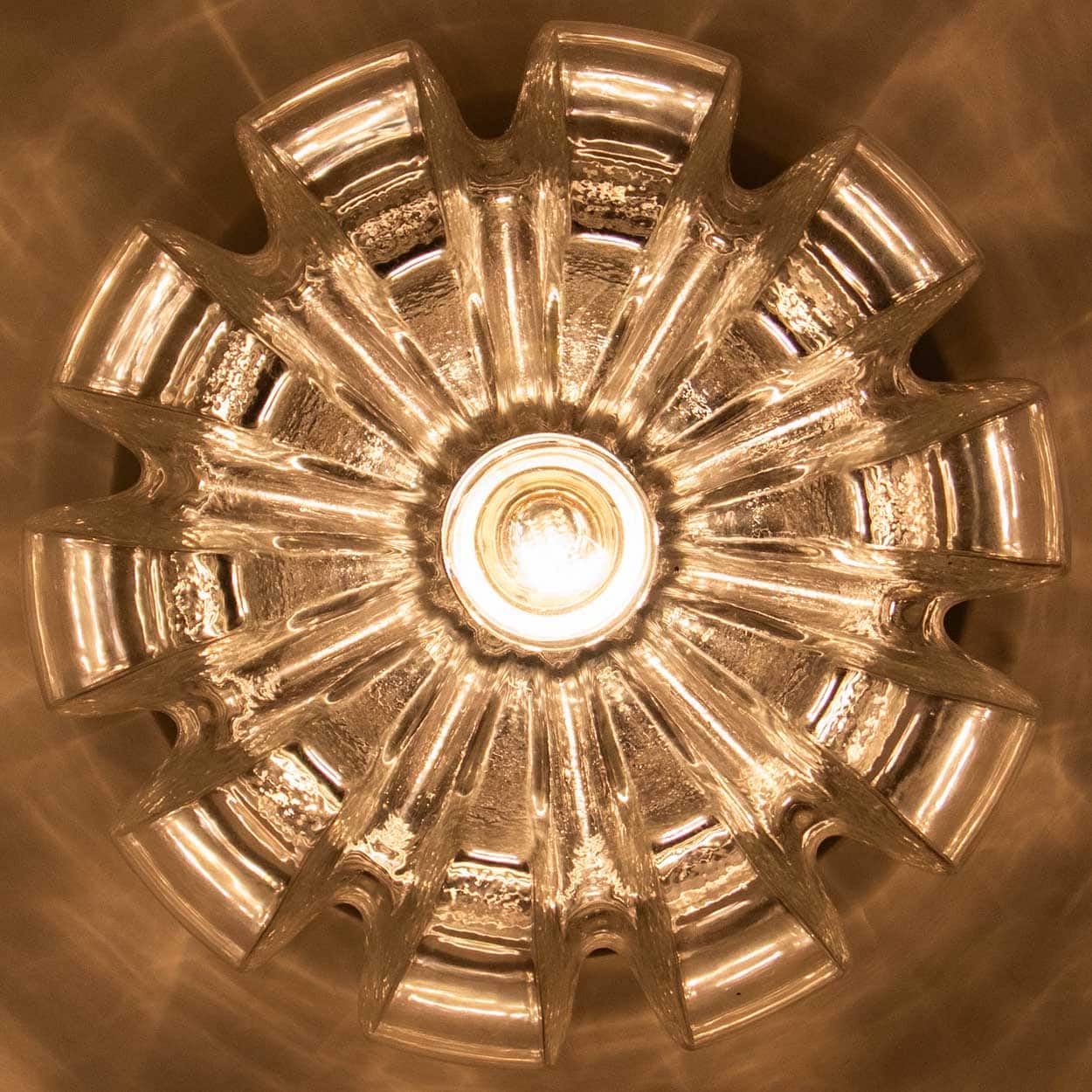 Several Peill Putzler Clear Glass Wall lights Flush Mounts, 1970
