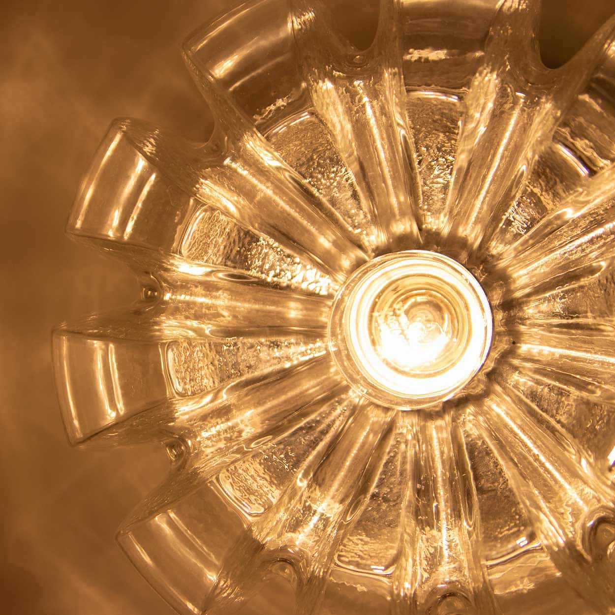 Several Peill & Putzler Clear Glass Wall lights Flush Mounts, 1970