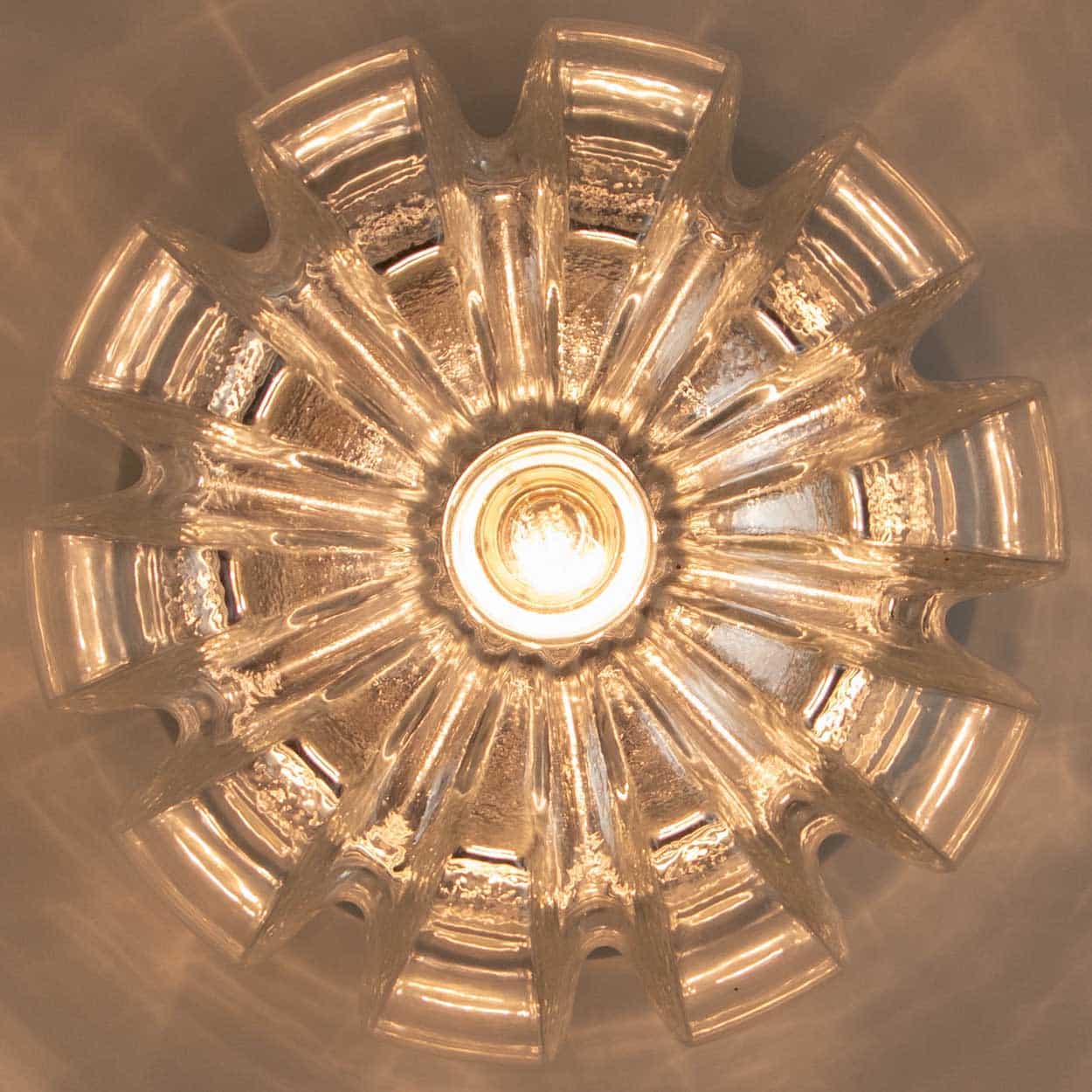 Several Peill & Putzler Clear Glass Wall lights Flush Mounts, 1970