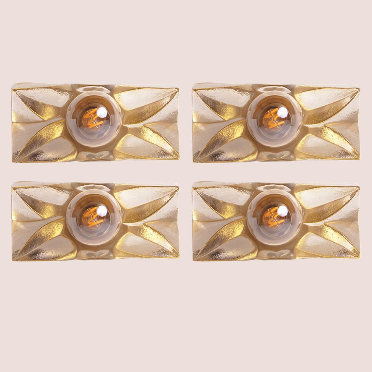 Several Flower Wall Lights, Brass and Glass by Sische, Germany 1970s