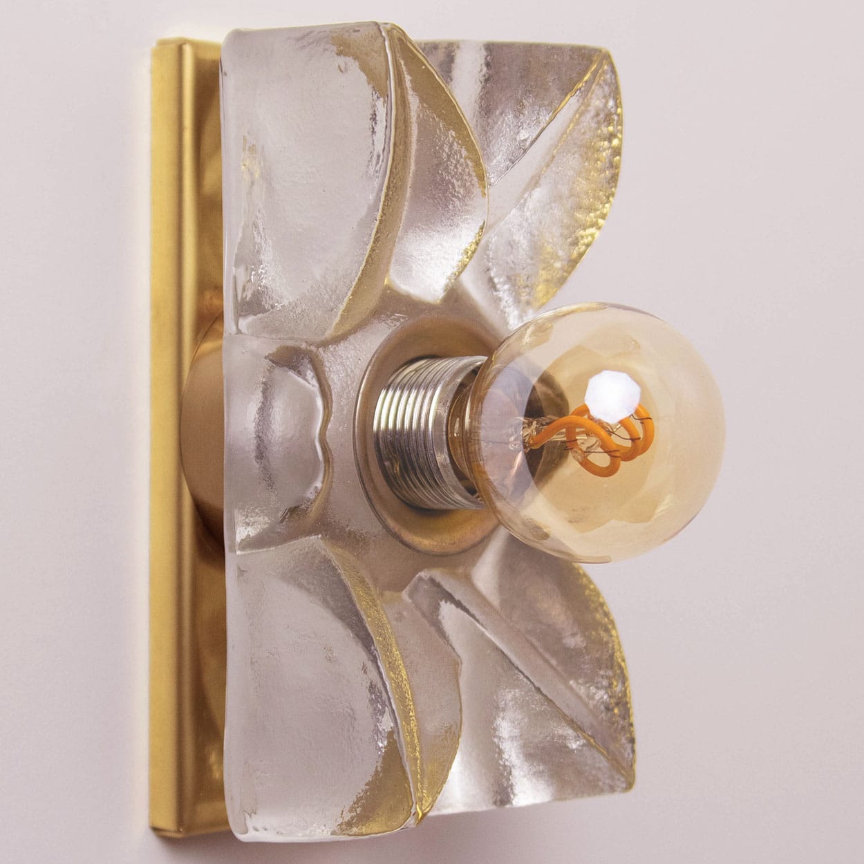 Several Flower Wall Lights, Brass and Glass by Sische, Germany 1970s