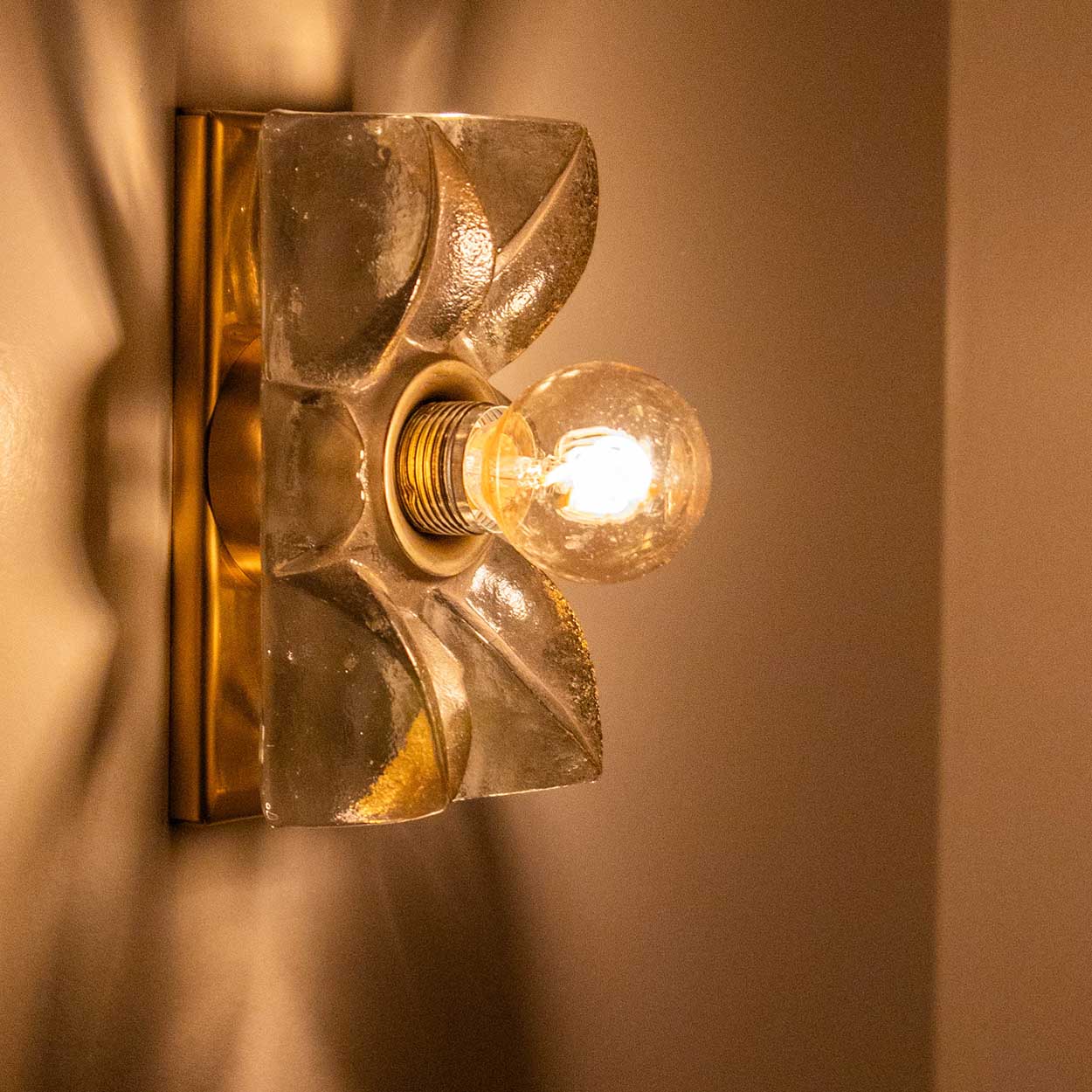 Several Flower Wall Lights, Brass and Glass by Sische, Germany 1970s