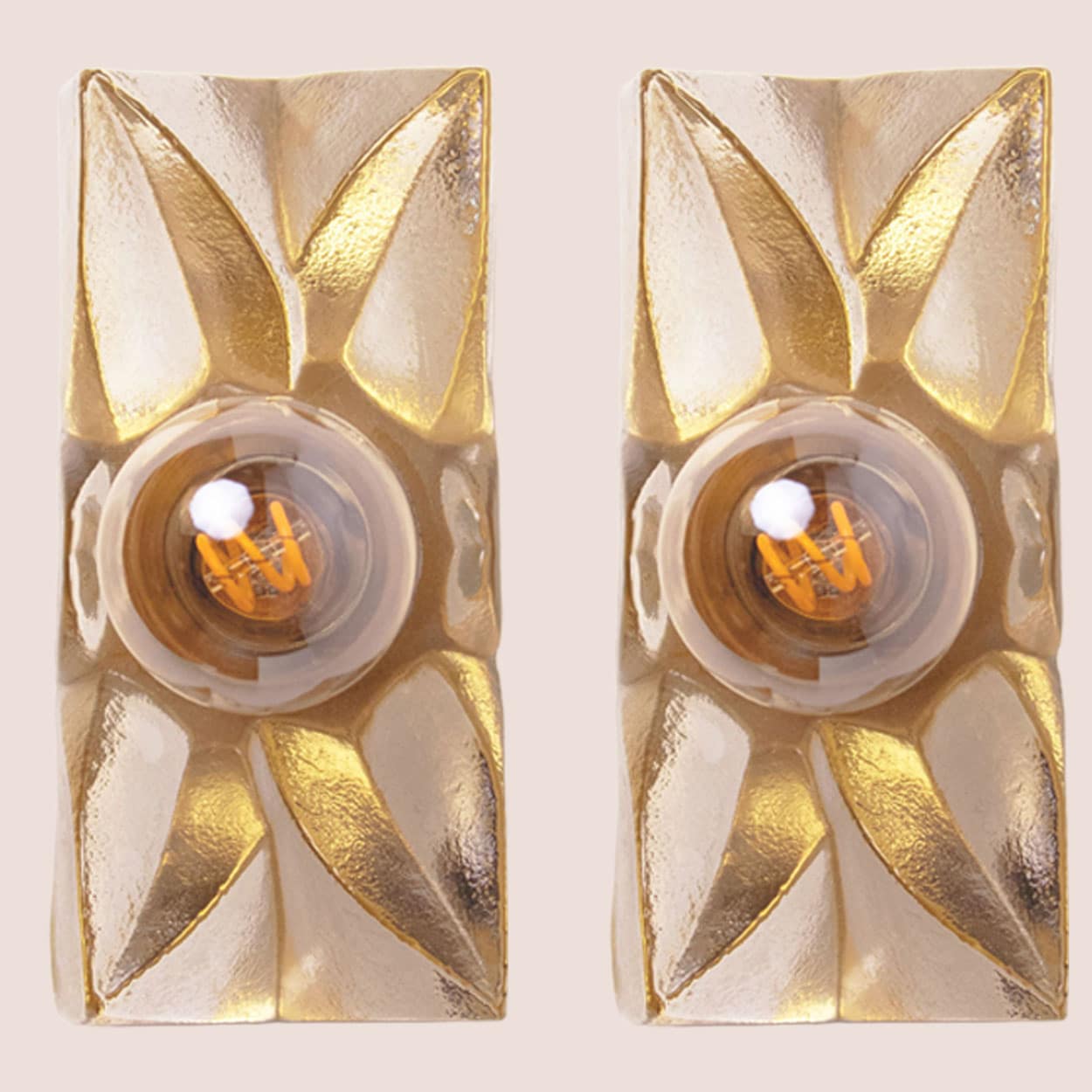Several Flower Wall Lights, Brass and Glass by Sische, Germany 1970s