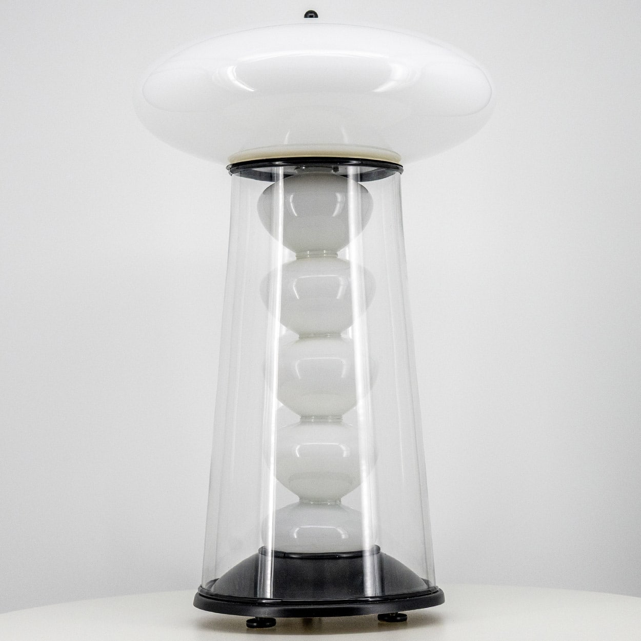 Double Walled Transparant Opal Glass Table Lamp, Germany 1970