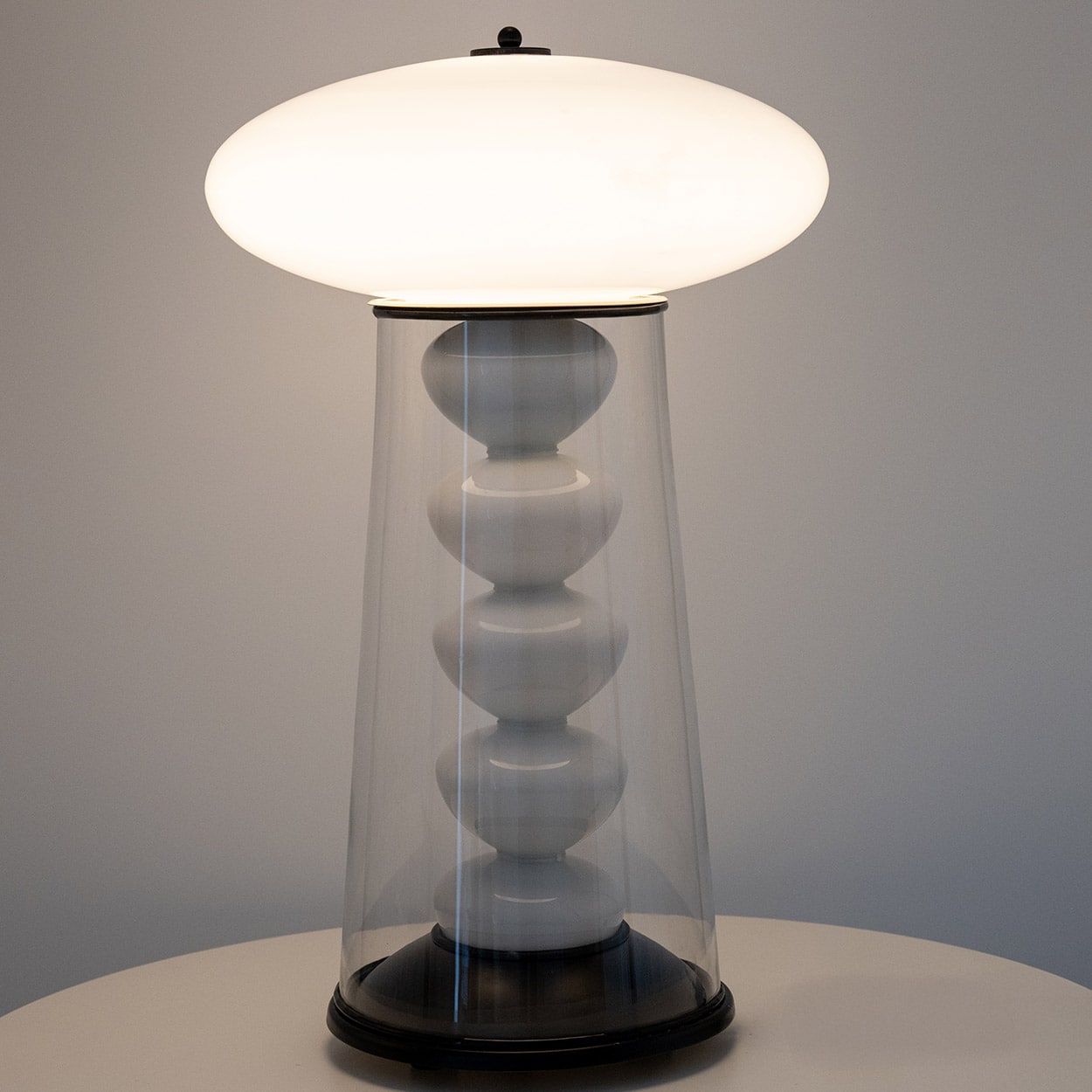 Double Walled Transparant Opal Glass Table Lamp, Germany 1970