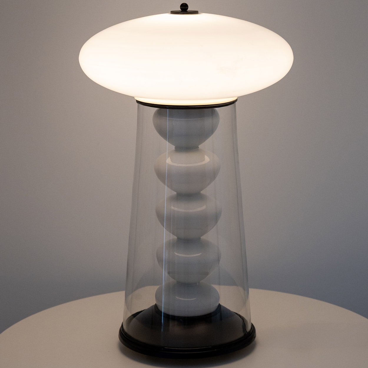 Double Walled Transparant Opal Glass Table Lamp, Germany 1970