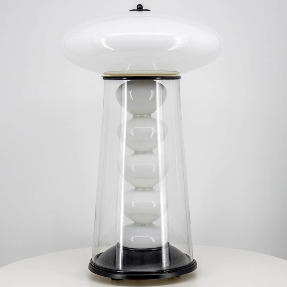 Double Walled Transparant Opal Glass Table Lamp, Germany 1970