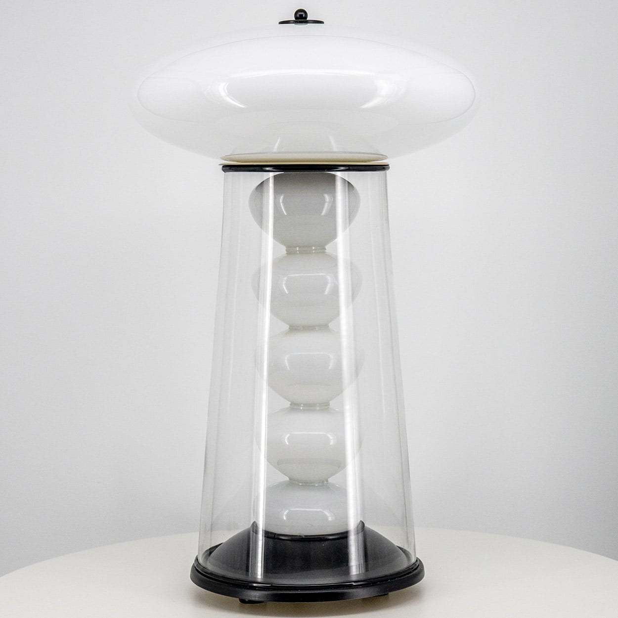 Double Walled Transparant Opal Glass Table Lamp, Germany 1970