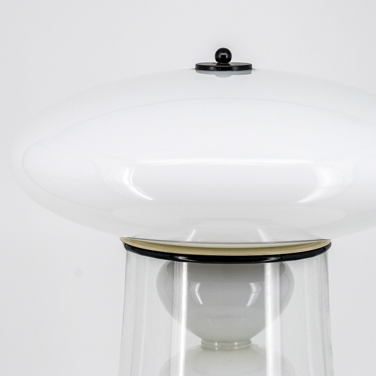 Double Walled Transparant Opal Glass Table Lamp, Germany 1970