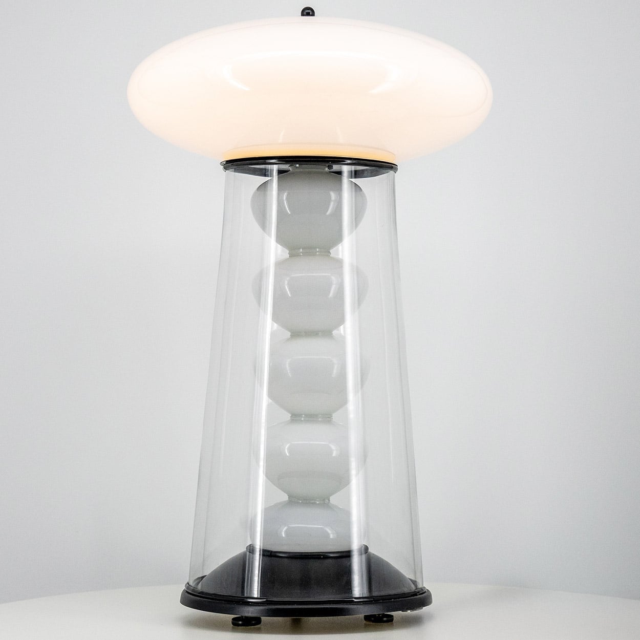 Double Walled Transparant Opal Glass Table Lamp, Germany 1970
