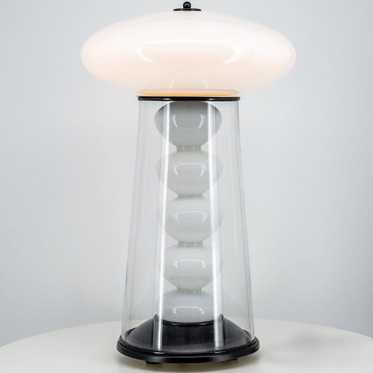 Double Walled Transparant Opal Glass Table Lamp, Germany 1970