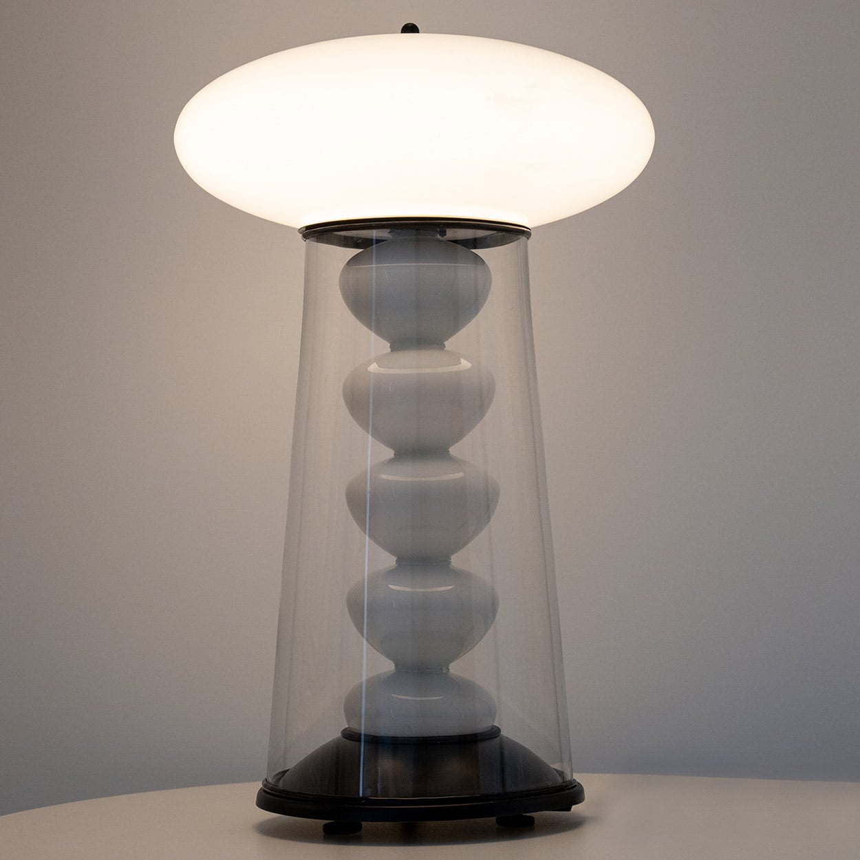 Double Walled Transparant Opal Glass Table Lamp, Germany 1970