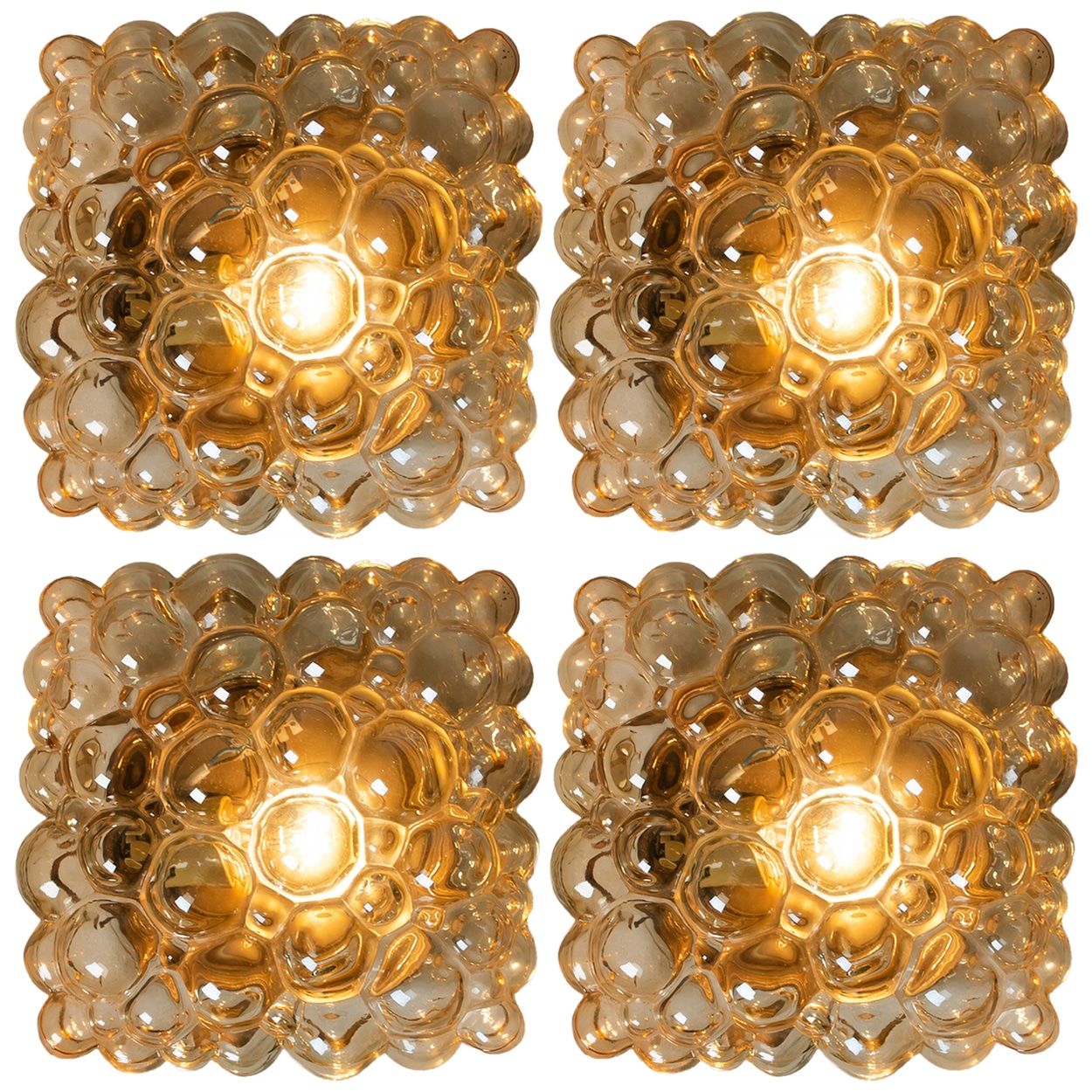 1 of the 4 Tynell Amber Bubble Flush Mounts / Wall Sconces,1969