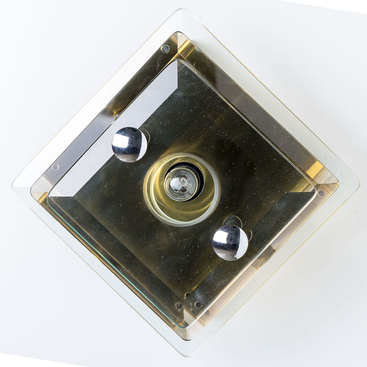 1 of the 3 Layered Smoked Glass Brass Wall Lights Flush Mounts by Veca