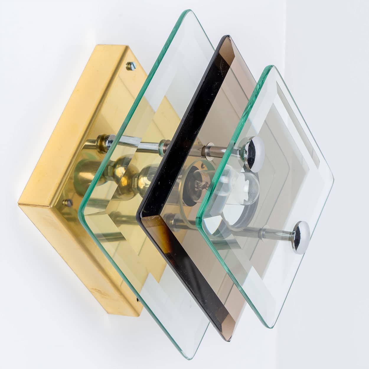 1 of the 3 Layered Smoked Glass Brass Wall Lights Flush Mounts by Veca