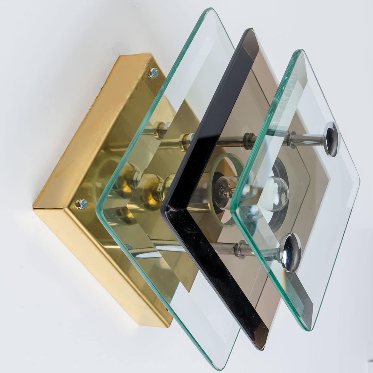 1 of the 3 Layered Smoked Glass Brass Wall Lights Flush Mounts by Veca
