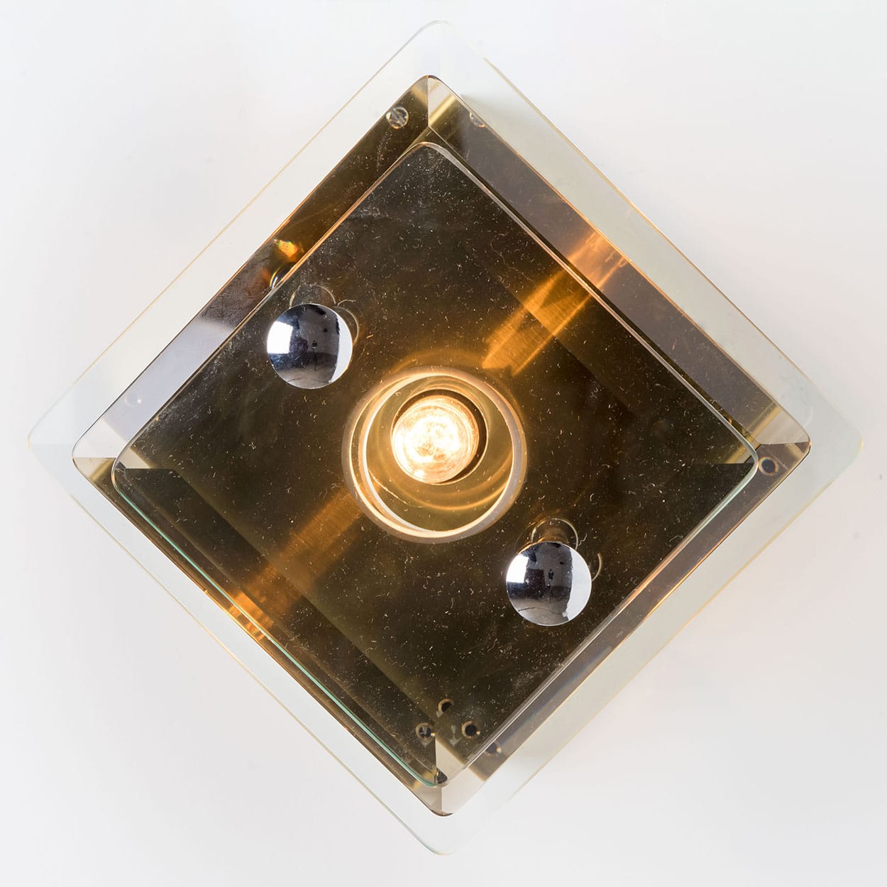 1 of the 3 Layered Smoked Glass Brass Wall Lights Flush Mounts by Veca