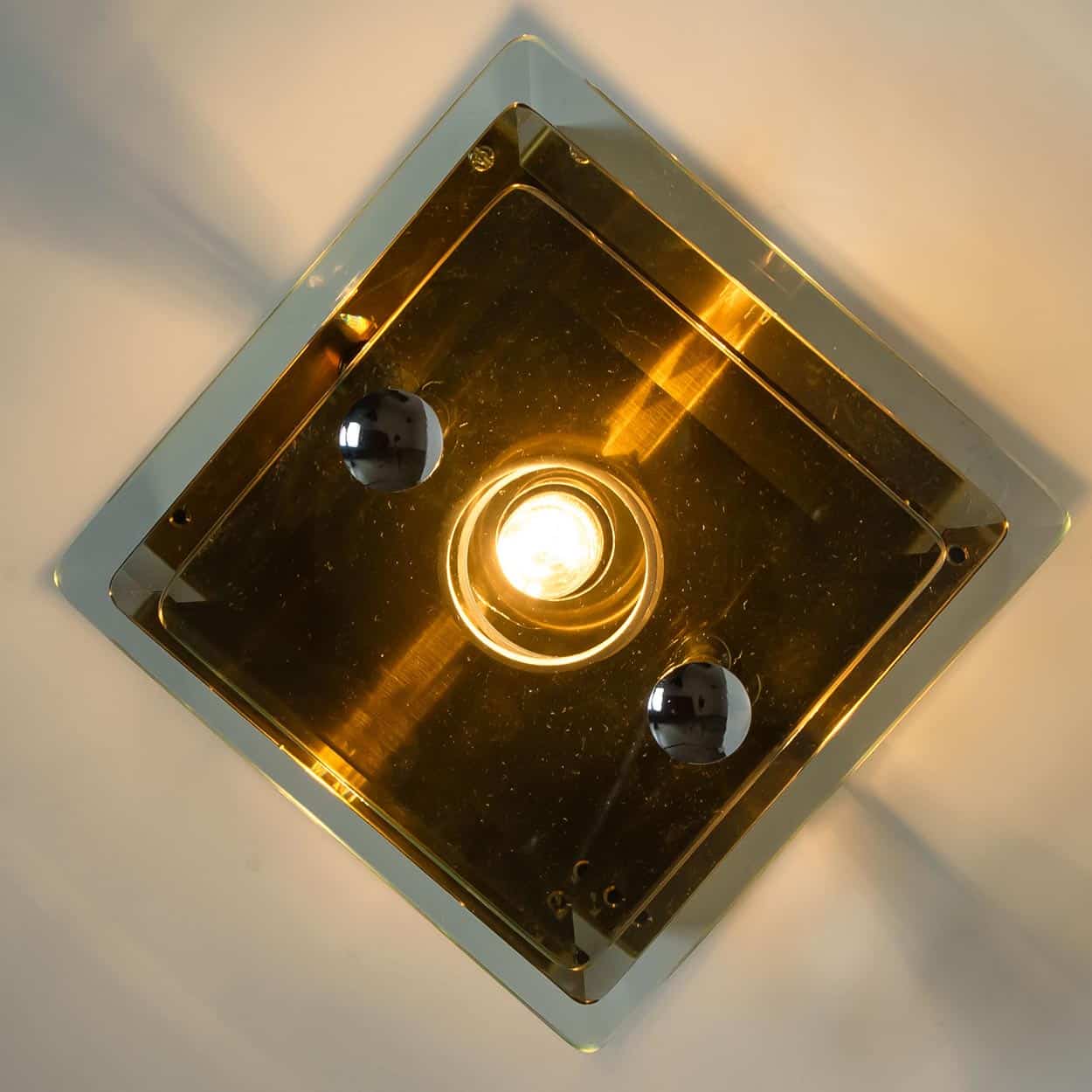 1 of the 3 Layered Smoked Glass Brass Wall Lights Flush Mounts by Veca