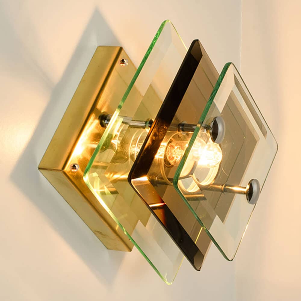 1 of the 3 Layered Smoked Glass Brass Wall Lights Flush Mounts by Veca