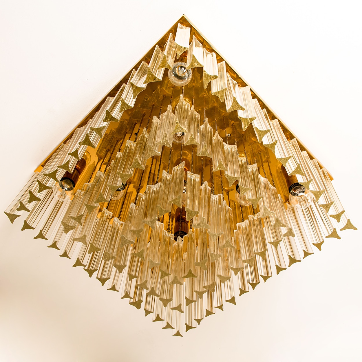 1 of the 3 XL Clear Gold Glass Flush Mounts in the Style of Venini, Italy 1970