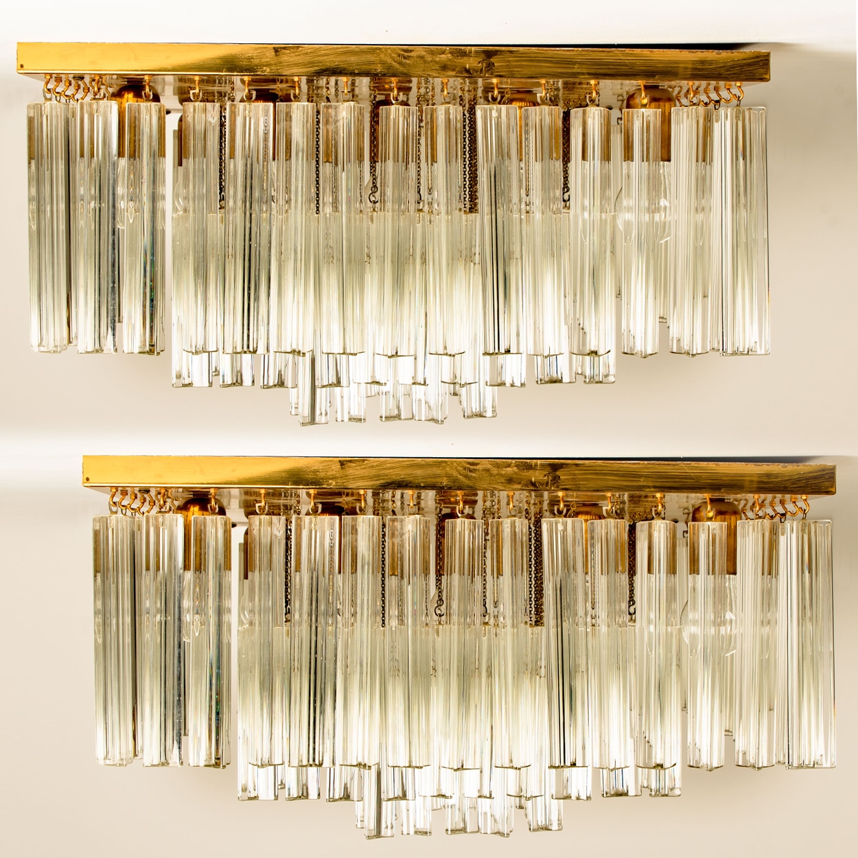 1 of the 3 XL Clear Gold Glass Flush Mounts in the Style of Venini, Italy 1970