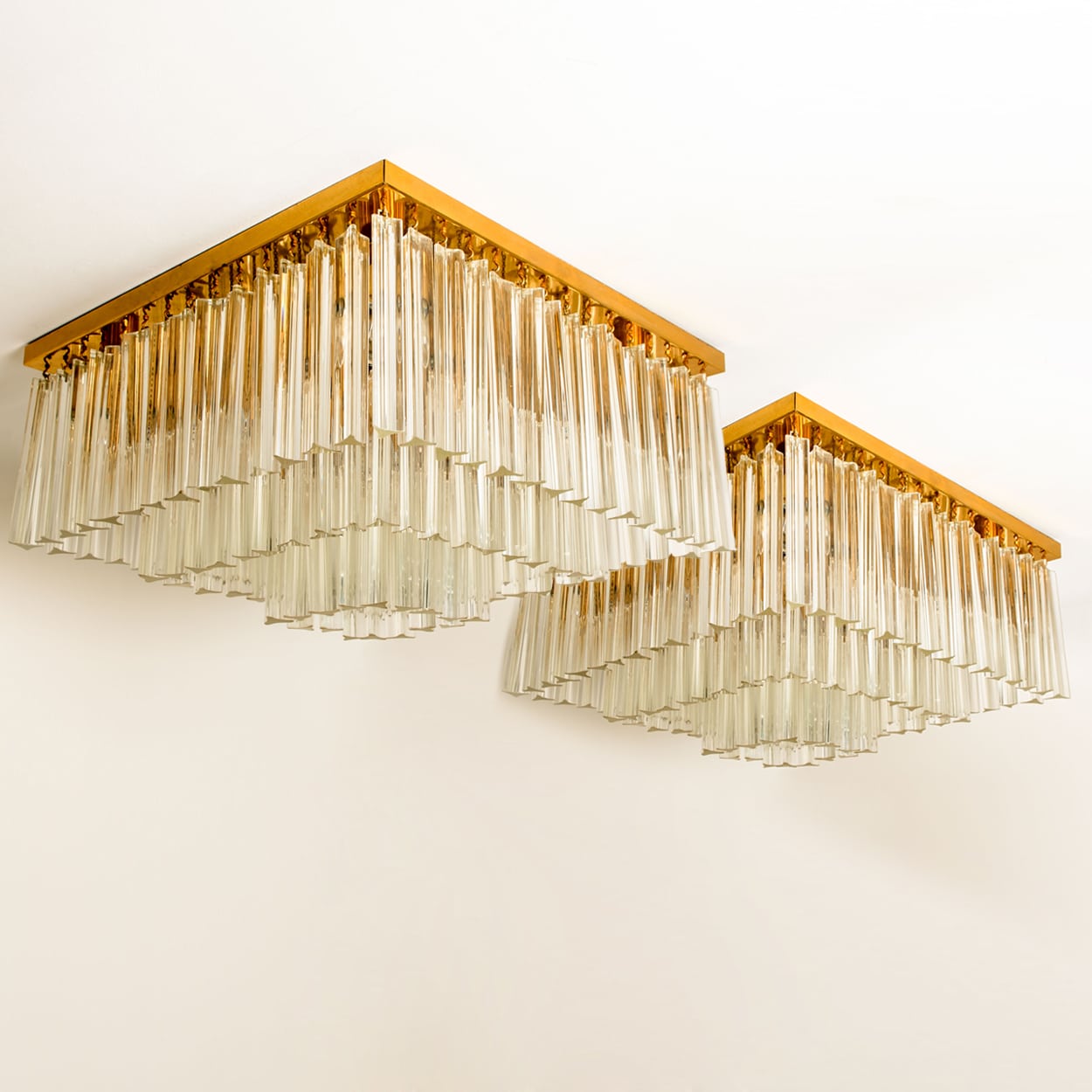 1 of the 3 XL Clear Gold Glass Flush Mounts in the Style of Venini, Italy 1970