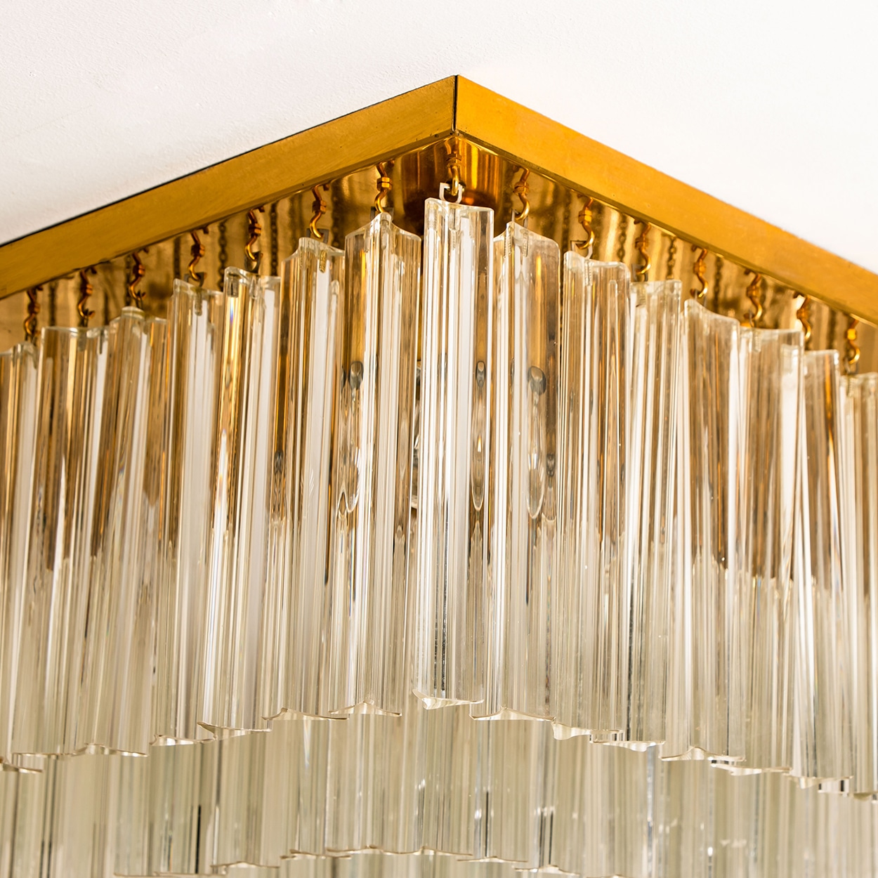 1 of the 3 XL Clear Gold Glass Flush Mounts in the Style of Venini, Italy 1970