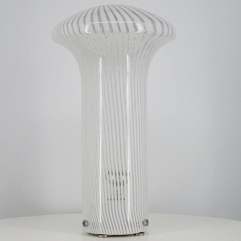 1 of the 2 Mario Ticco Glass Spiral 'Boletus' Table Lamps by Venini, Italy 1970