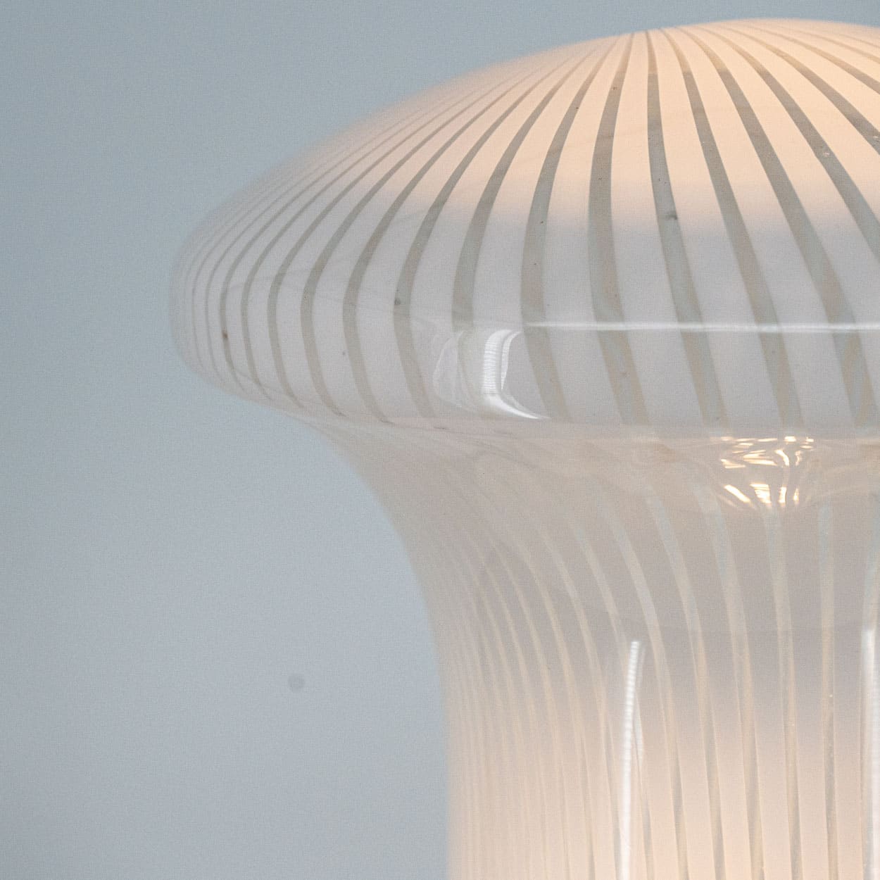 1 of the 2 Mario Ticco Glass Spiral 'Boletus' Table Lamps by Venini, Italy 1970