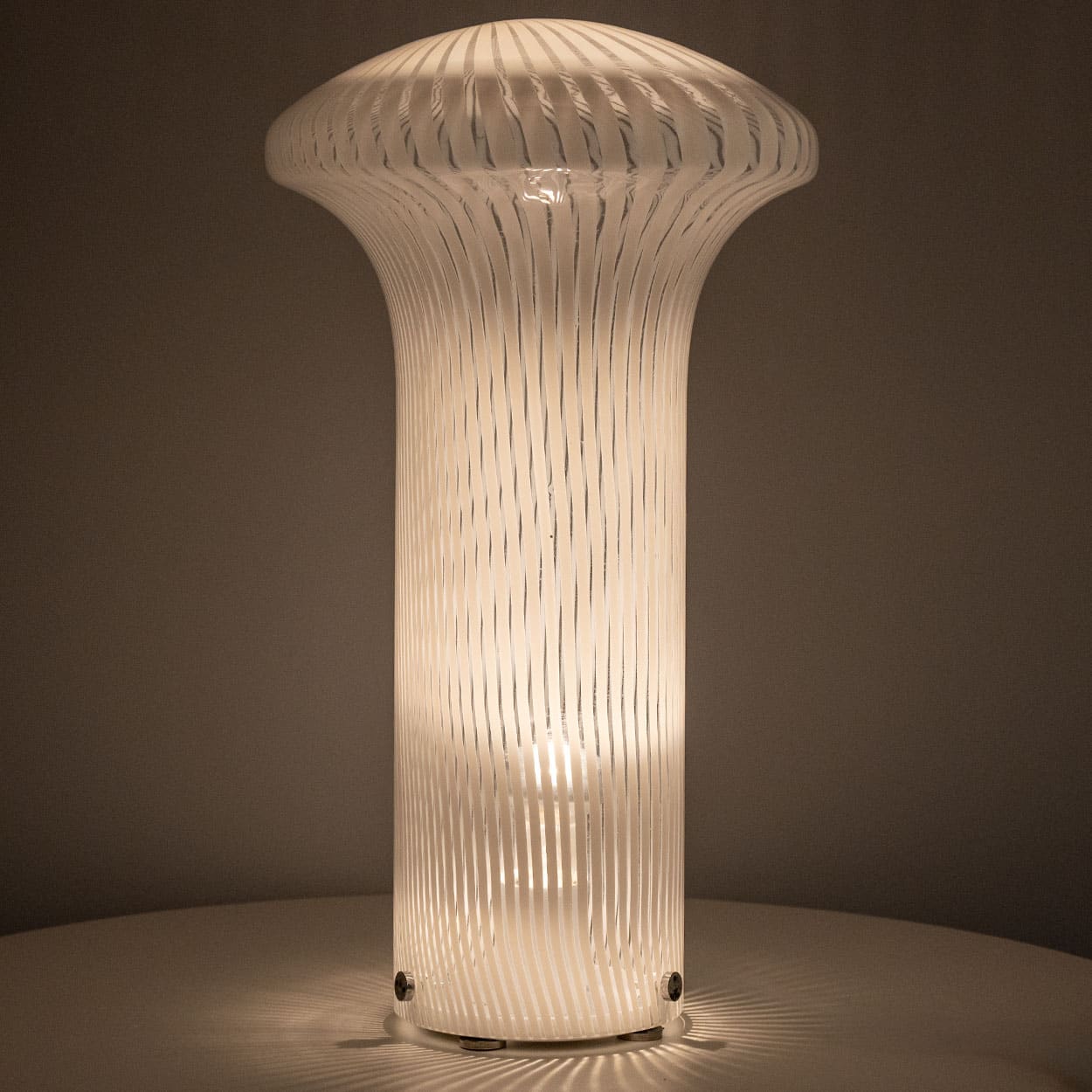 1 of the 2 Mario Ticco Glass Spiral 'Boletus' Table Lamps by Venini, Italy 1970