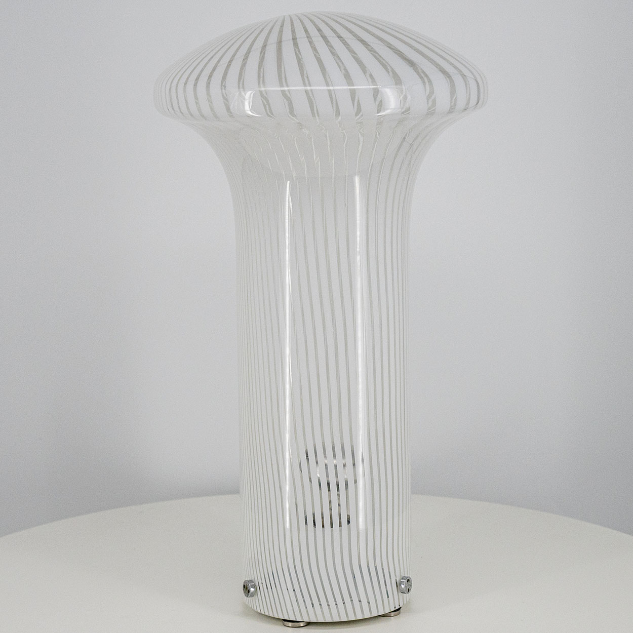 1 of the 2 Mario Ticco Glass Spiral 'Boletus' Table Lamps by Venini, Italy 1970