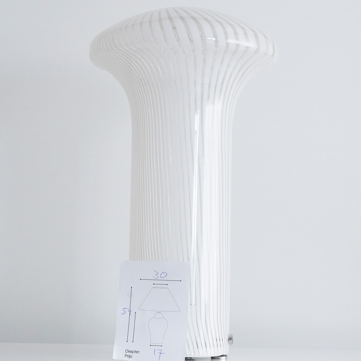 1 of the 2 Mario Ticco Glass Spiral 'Boletus' Table Lamps by Venini, Italy 1970