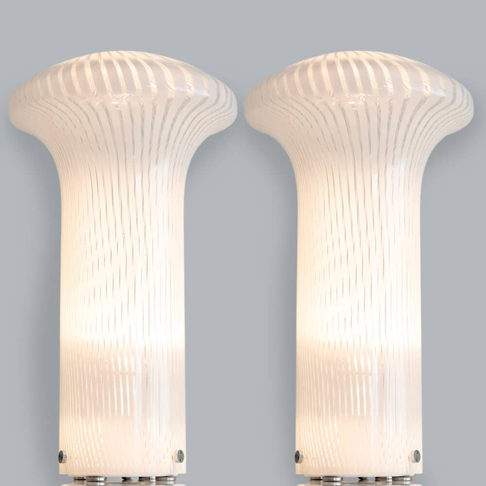 1 of the 2 Mario Ticco Glass Spiral 'Boletus' Table Lamps by Venini, Italy 1970