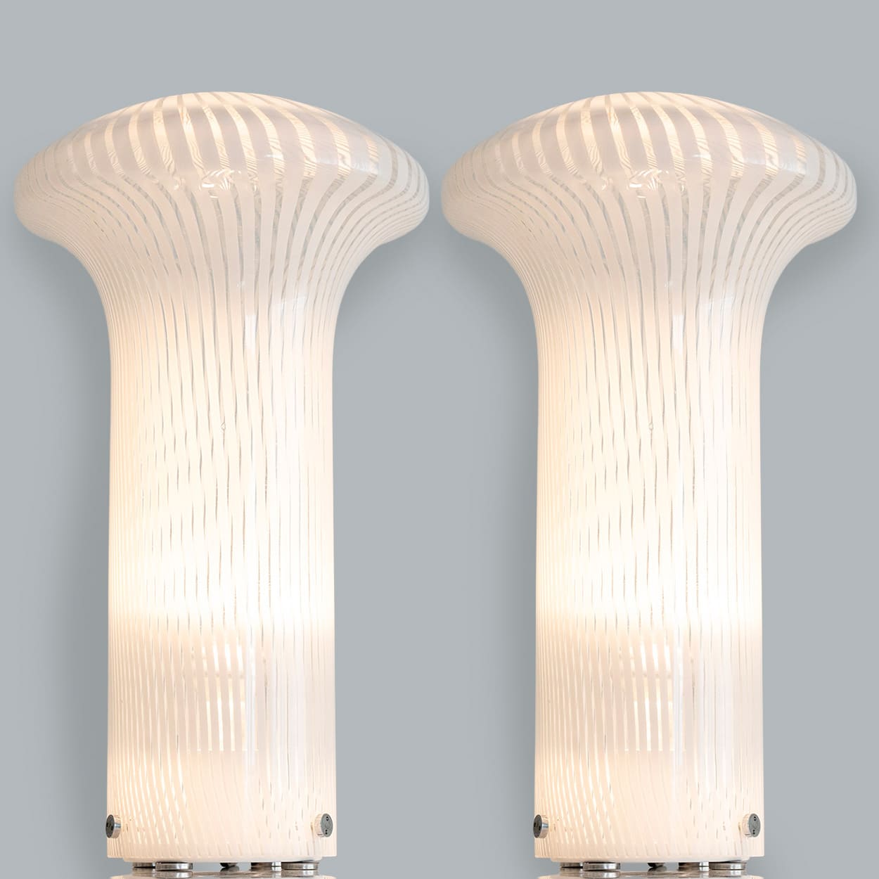 1 of the 2 Mario Ticco Glass Spiral 'Boletus' Table Lamps by Venini, Italy 1970