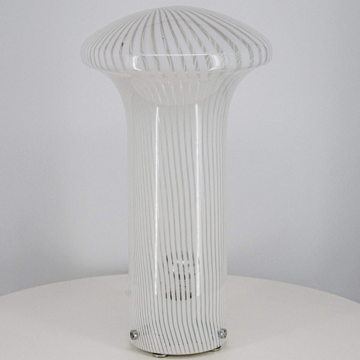 1 of the 2 Mario Ticco Glass Spiral 'Boletus' Table Lamps by Venini, Italy 1970