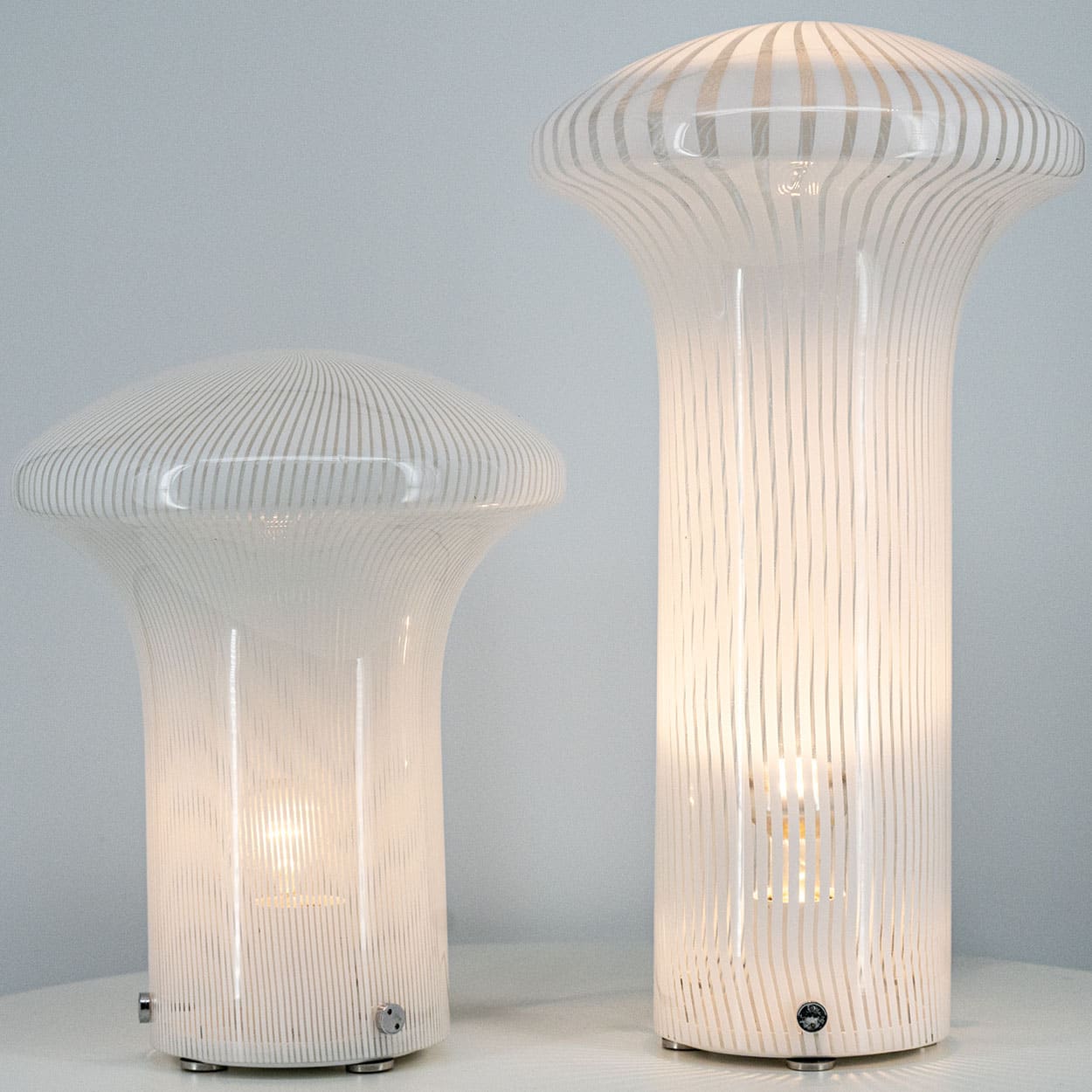 Set of Mario Ticco Glass 'Boletus' Table Lamps by Venini, Italy 1970