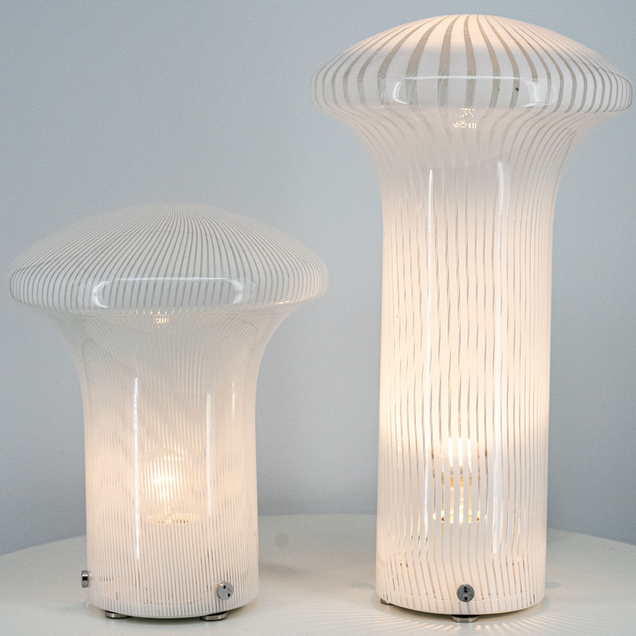 Set of Mario Ticco Glass 'Boletus' Table Lamps by Venini, Italy 1970