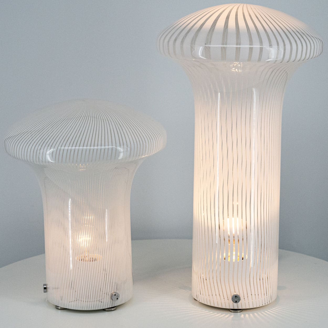 Set of Mario Ticco Glass 'Boletus' Table Lamps by Venini, Italy 1970