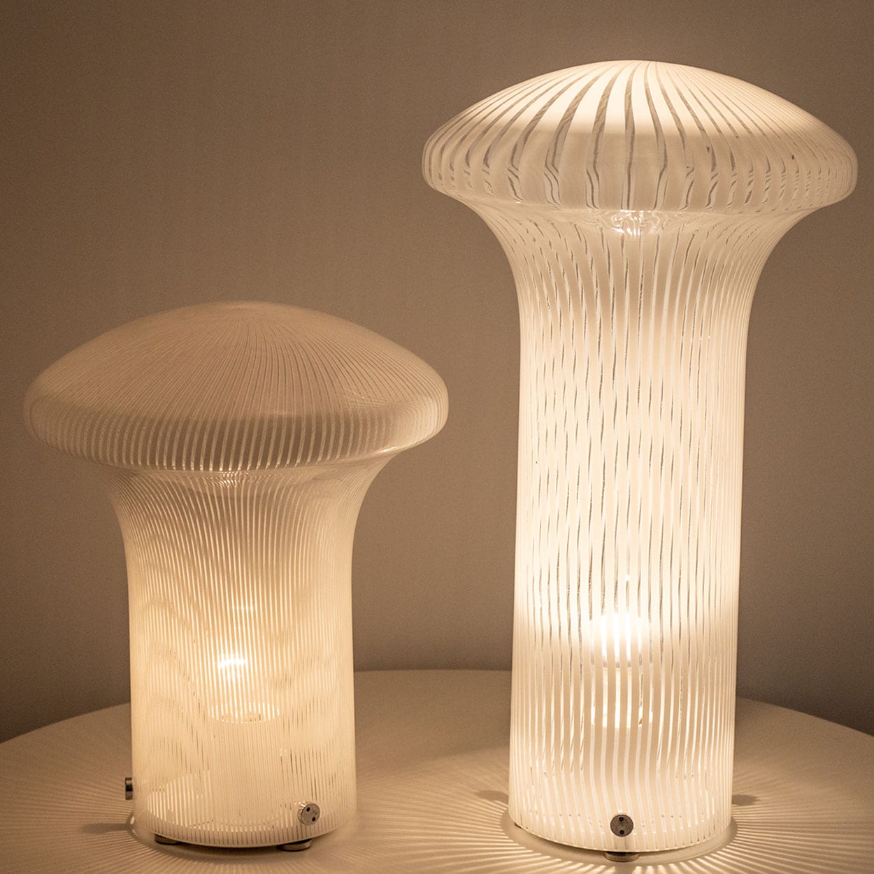 Set of Mario Ticco Glass 'Boletus' Table Lamps by Venini, Italy 1970